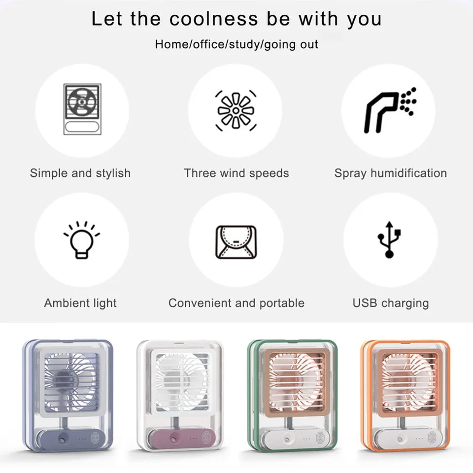 Portable Spray Fan with night Light