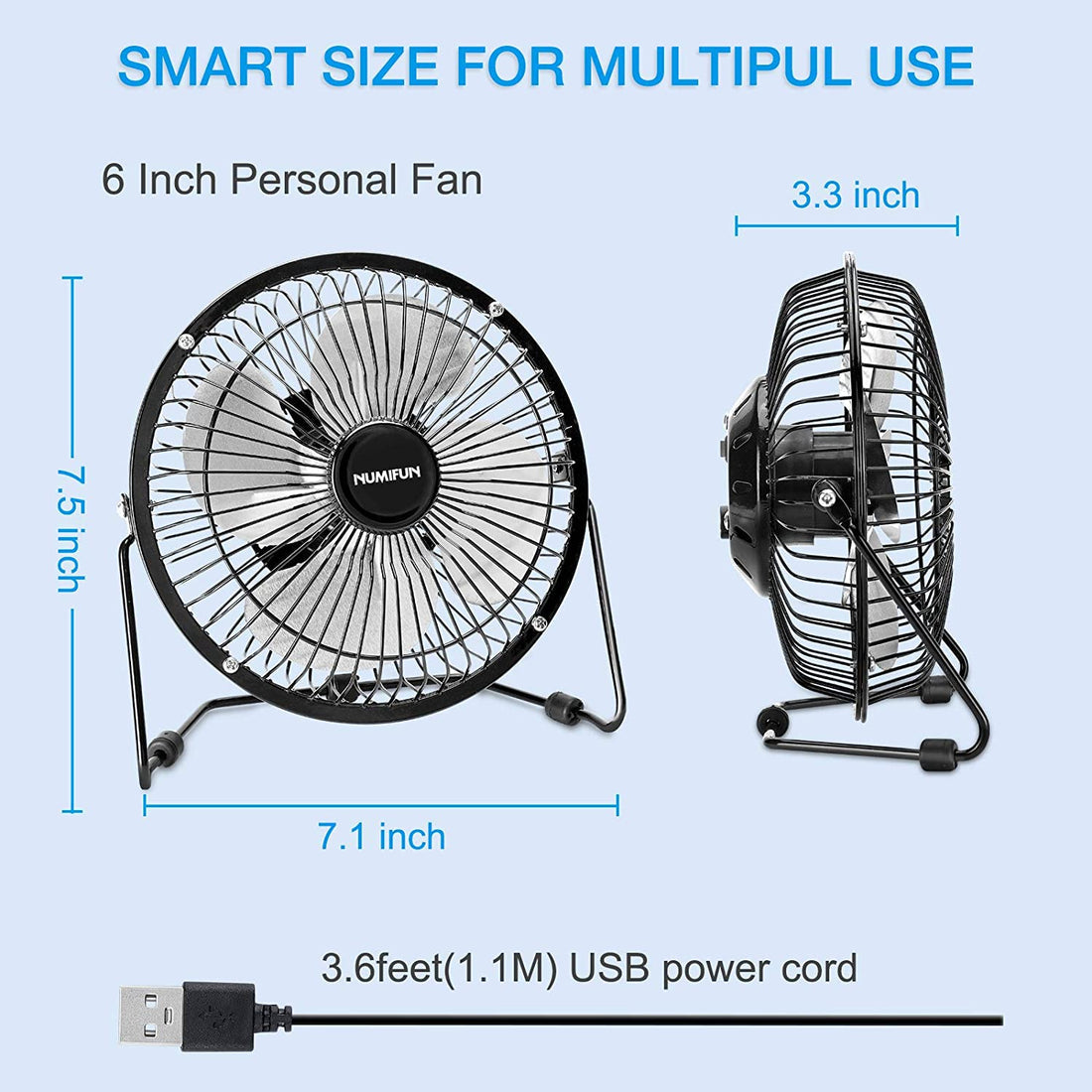 Mini 6inch USB small Fan metal body