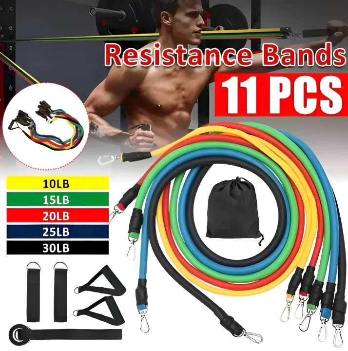 11 PCS Latex Resistance Band Set