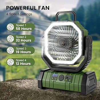 Camping Fan with LED Lantern