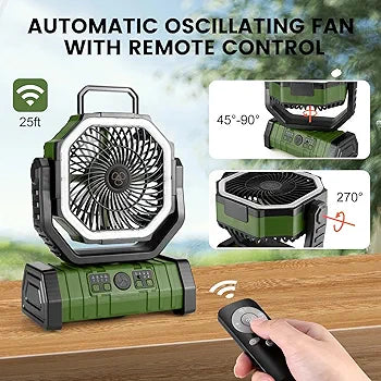 Camping Fan with LED Lantern