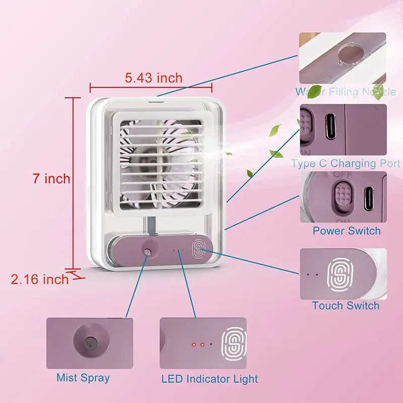 Portable Spray Fan with night Light