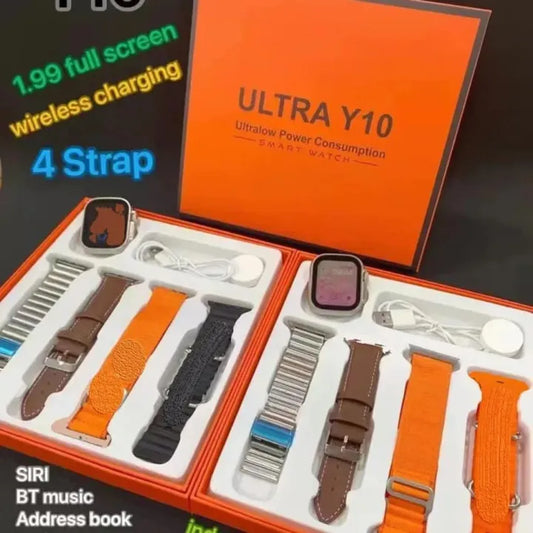 Ultra Y10 Smartwatch with 4 straps