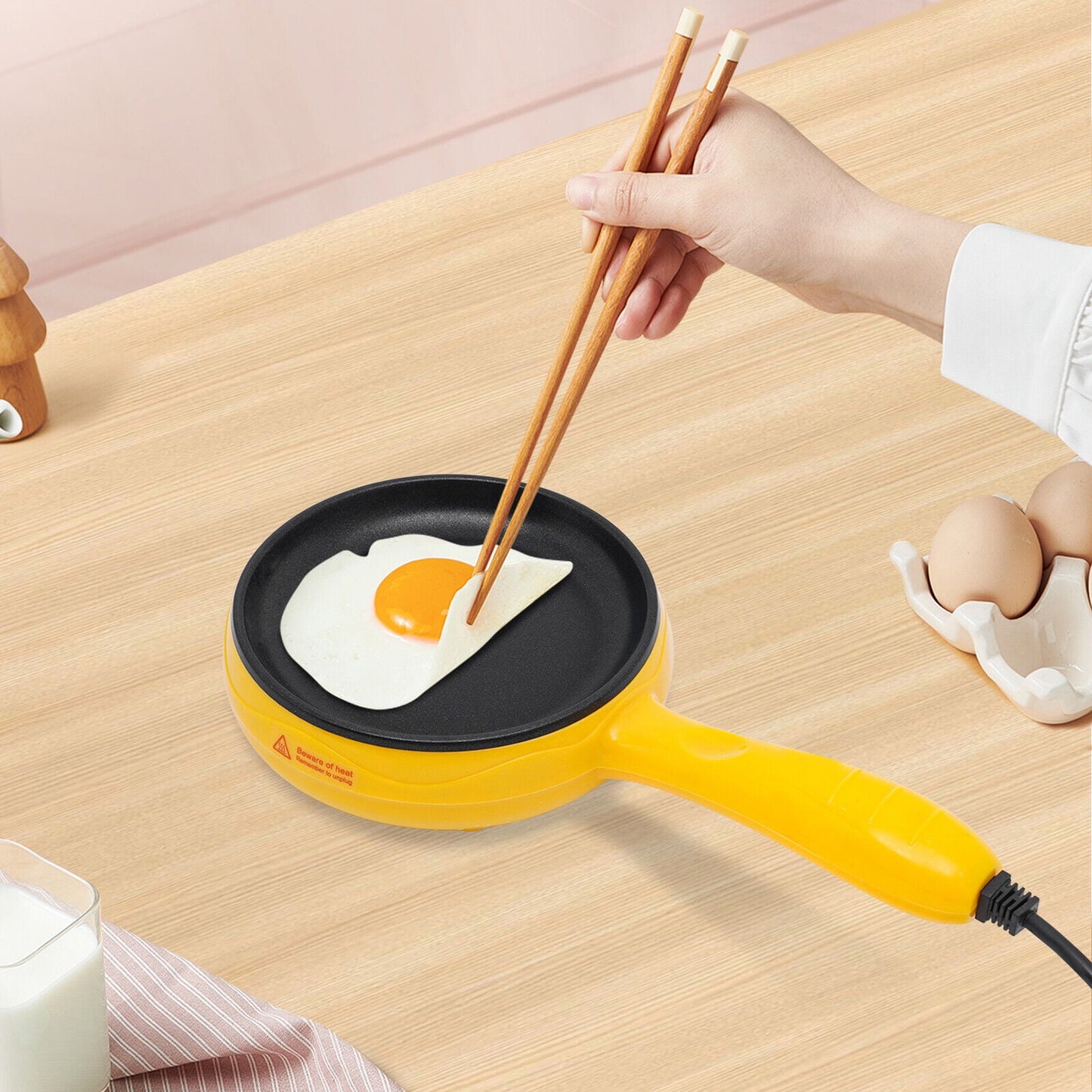 2 in 1 Electric Fry Pan With 7 Pcs Egg Steamer