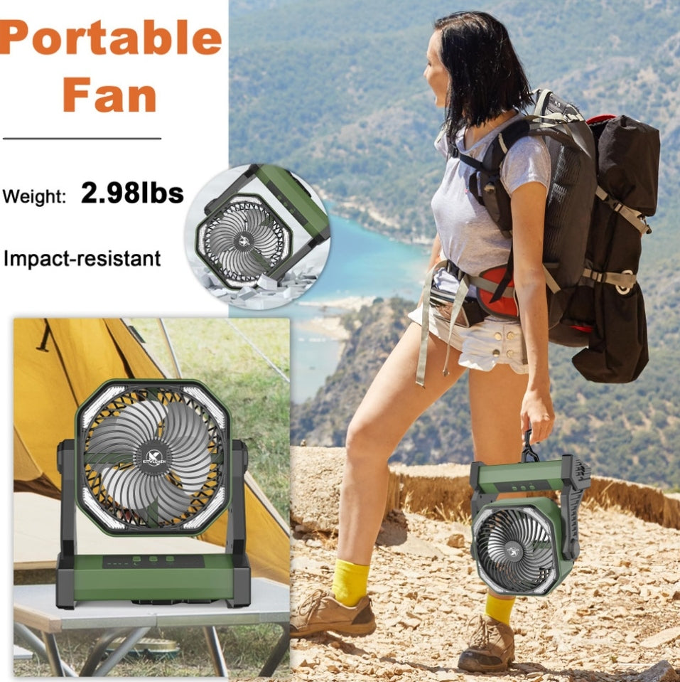 Camping Fan with LED Lantern