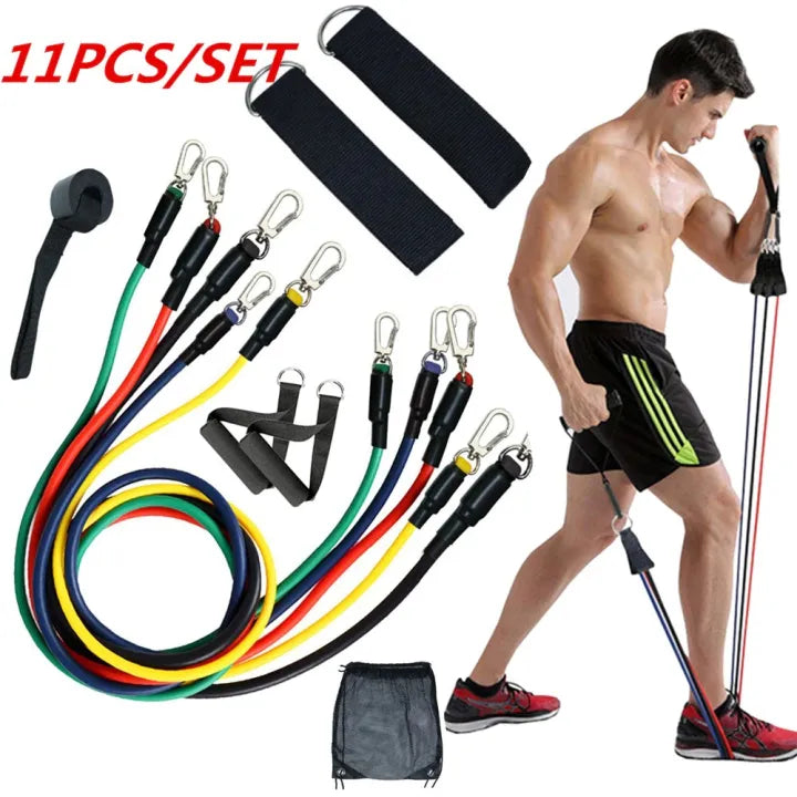 11 PCS Latex Resistance Band Set