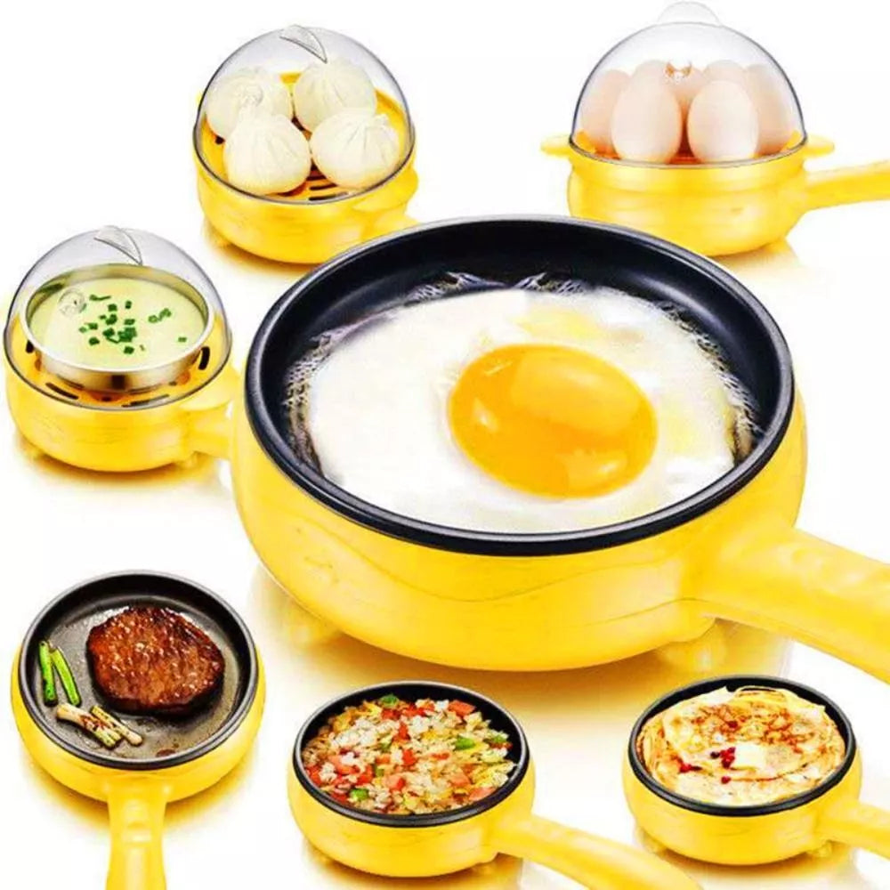 2 in 1 Electric Fry Pan With 7 Pcs Egg Steamer