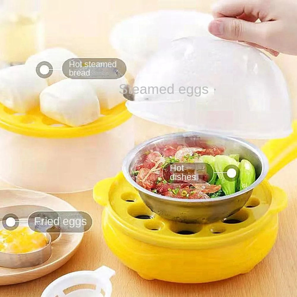 2 in 1 Electric Fry Pan With 7 Pcs Egg Steamer